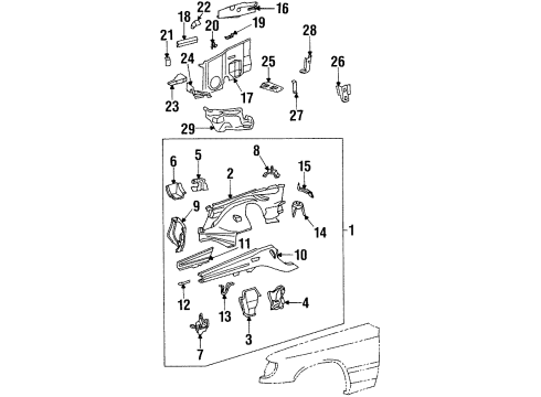 Mercedes-Benz 124-620-06-14 Apron Panel Lower Bracket