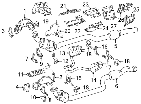 Muffler & Pipe Rear Bracket Diagram for 212-492-31-41