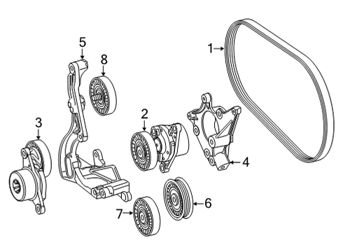 2021 Mercedes-Benz GLC63 AMG Belts & Pulleys, Maintenance Diagram 1