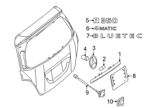 2012 Mercedes-Benz R350 Exterior Trim - Lift Gate Diagram