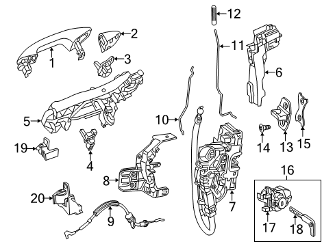 2017 Mercedes-Benz GLC300 Front Door - Lock & Hardware Diagram 1