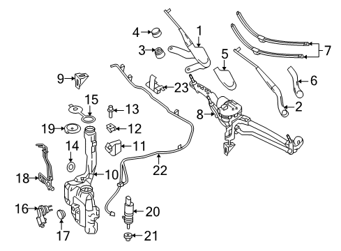 2012 Mercedes-Benz E63 AMG Windshield - Wiper & Washer Components Diagram