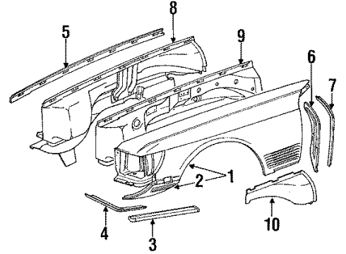 1985 Mercedes-Benz 380SL Fender & Components Diagram