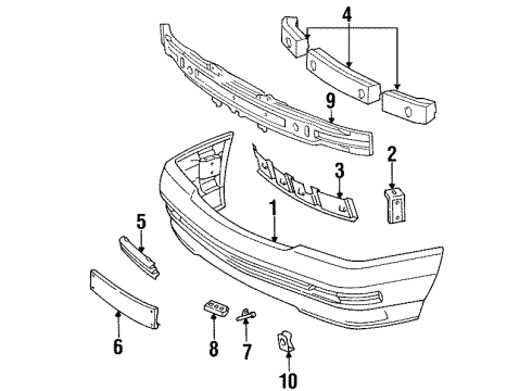 1997 Mercedes-Benz SL500 Front Bumper Diagram