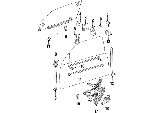 Belt Weatherstrip Clip Diagram for 140-988-31-78