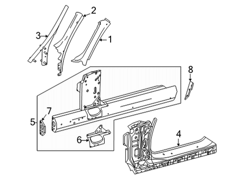 2019 Mercedes-Benz AMG GT C Hinge Pillar, Rocker Diagram 1