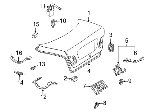 2003 Mercedes-Benz CLK320 Trunk Lid Diagram 1