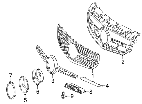 2020 Mercedes-Benz SLC43 AMG Grille & Components Diagram 1