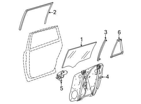 2008 Mercedes-Benz R350 Rear Door - Glass & Hardware Diagram