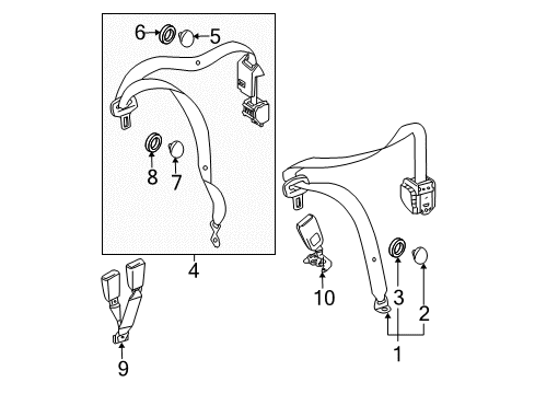 2009 Mercedes-Benz C63 AMG Rear Seat Belts Diagram