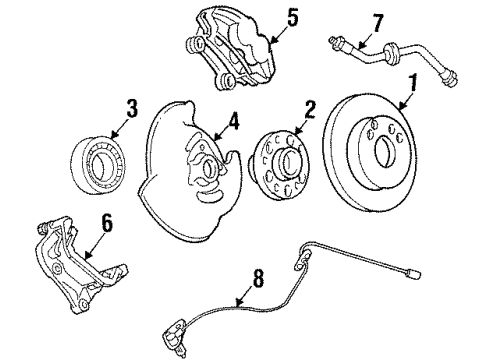 1993 Mercedes-Benz 300E Front Brakes Diagram 1