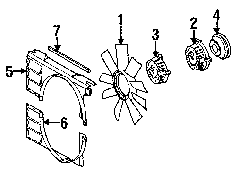 1993 Mercedes-Benz 400E Cooling System, Radiator, Water Pump, Cooling Fan Diagram 1