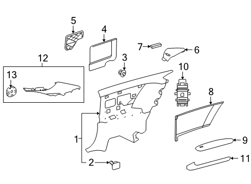 Trim Panel Diagram for 216-690-13-54-7J17