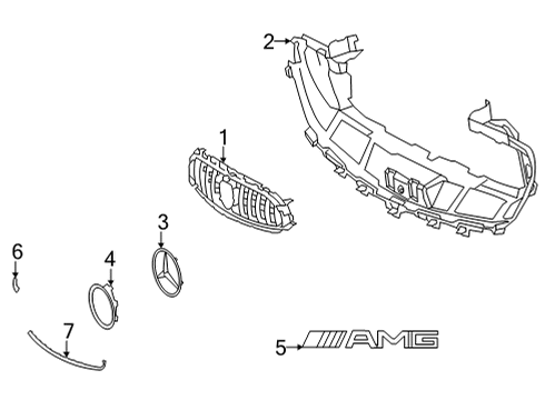 2021 Mercedes-Benz E53 AMG Grille & Components Diagram 1