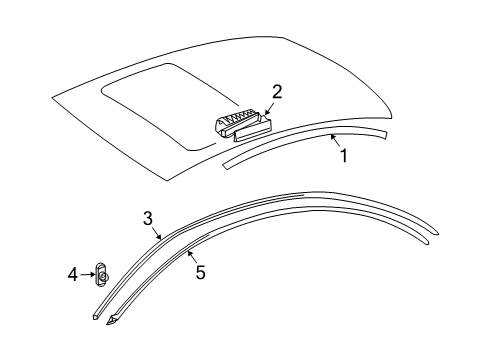 2009 Mercedes-Benz CLK350 Exterior Trim - Roof Diagram