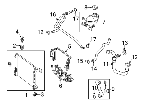 2014 Mercedes-Benz C63 AMG Radiator & Components Diagram 1