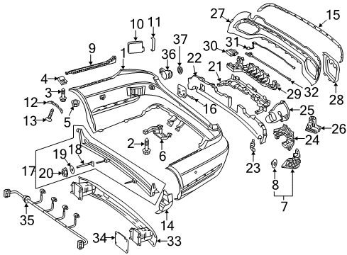 2014 Mercedes-Benz E350 Rear Bumper Diagram 1