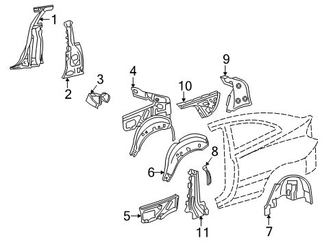 Inner Wheelhouse Diagram for 203-610-03-76