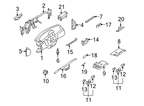 Instrument Panel Diagram for 221-680-31-87-7J32