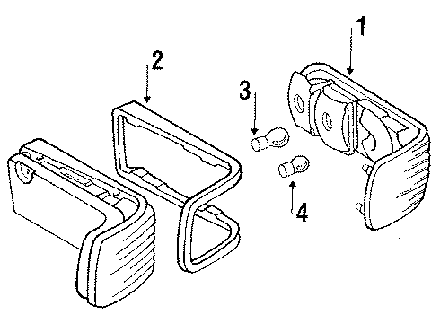 1987 Mercedes-Benz 560SL Tail Lamps Diagram