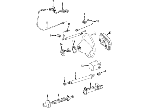 1999 Mercedes-Benz CLK430 Steering Column & Wheel, Steering Gear & Linkage Diagram 1