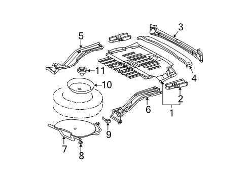 Rear Floor Pan Reinforcement Diagram for 163-610-23-25