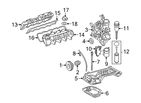 2006 Mercedes-Benz R500 Engine Parts, Mounts, Cylinder Head & Valves, Camshaft & Timing, Oil Pan, Oil Pump, Crankshaft & Bearings, Pistons, Rings & Bearings