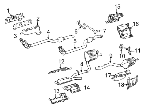 2011 Mercedes-Benz E550 Exhaust Components, Exhaust Manifold Diagram 1