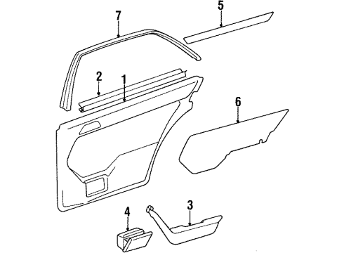 1993 Mercedes-Benz 300E Interior Trim - Rear Door Diagram