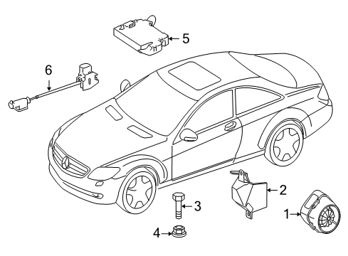 2007 Mercedes-Benz CL550 Anti-Theft Components Diagram 1