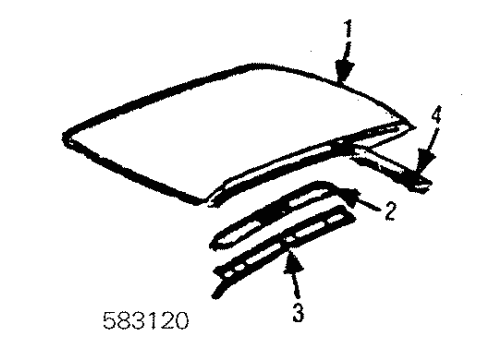 1985 Mercedes-Benz 500SEC Roof & Back Glass Diagram