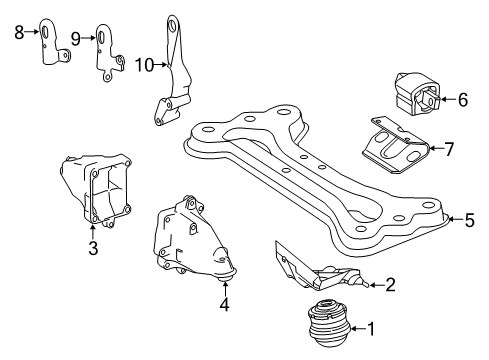 2012 Mercedes-Benz SLK250 Engine & Trans Mounting Diagram