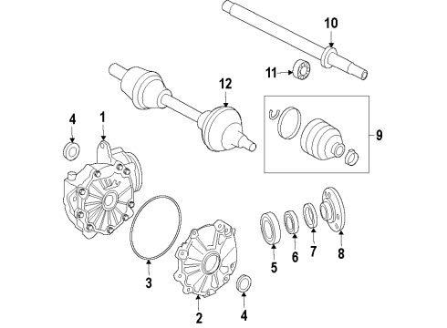 2014 Mercedes-Benz GLK350 Front Axle Shafts & Differential Diagram