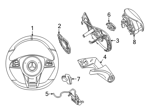 Steering Wheel Diagram for 000-460-50-09-8R85