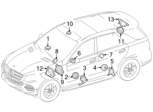 Front Door Speaker Diagram for 223-820-15-00