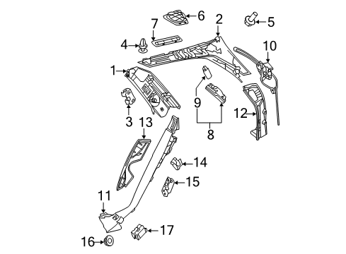 2012 Mercedes-Benz E63 AMG Interior Trim - Quarter Panels Diagram 2