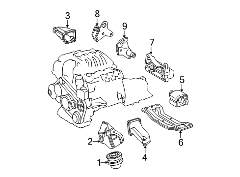 2005 Mercedes-Benz E320 Engine & Trans Mounting Diagram 1