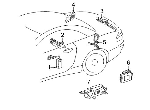 2008 Mercedes-Benz SL55 AMG Keyless Entry Components Diagram