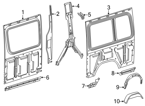 2017 Mercedes-Benz Sprinter 2500 Inner Structure & Rails - Side Panel Diagram 3