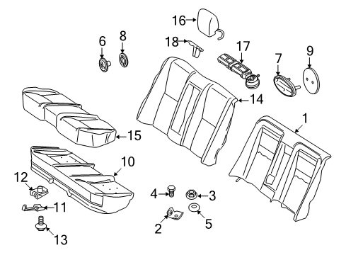 2008 Mercedes-Benz S550 Rear Seat Components Diagram 3