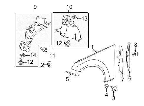 2011 Mercedes-Benz E550 Fender & Components Diagram 2