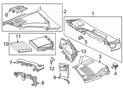 Cowl Grille Diagram for 206-830-11-00