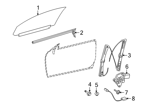 2007 Mercedes-Benz CL600 Glass - Door Diagram