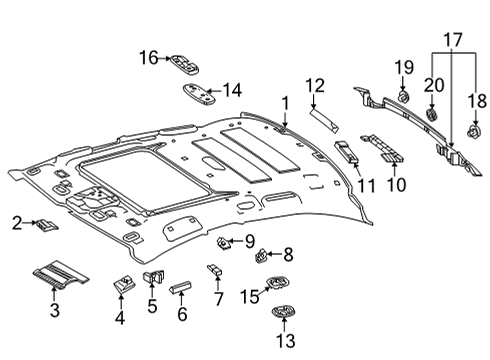 Headliner Diagram for 290-690-71-01-9H93