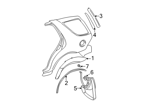 2000 Mercedes-Benz ML430 Exterior Trim - Quarter Panel Diagram