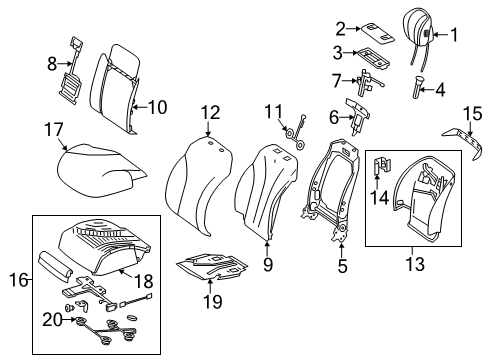 Seat Back Cover Diagram for 222-910-23-35-8R85