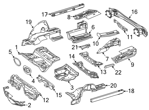 2012 Mercedes-Benz E63 AMG Rear Body - Floor & Rails Diagram 2