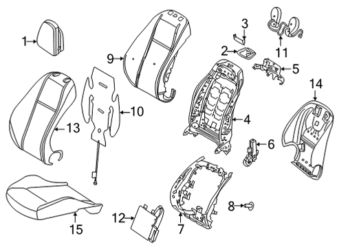 2023 Mercedes-Benz C43 AMG Passenger Seat Components Diagram 1