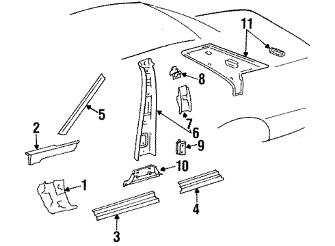 Windshield Pillar Diagram for 201-690-28-25-9045