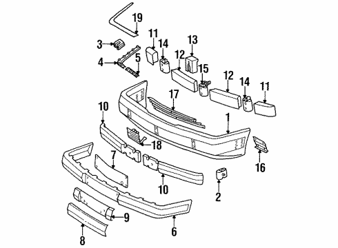 1994 Mercedes-Benz E320 Front Bumper Diagram 3